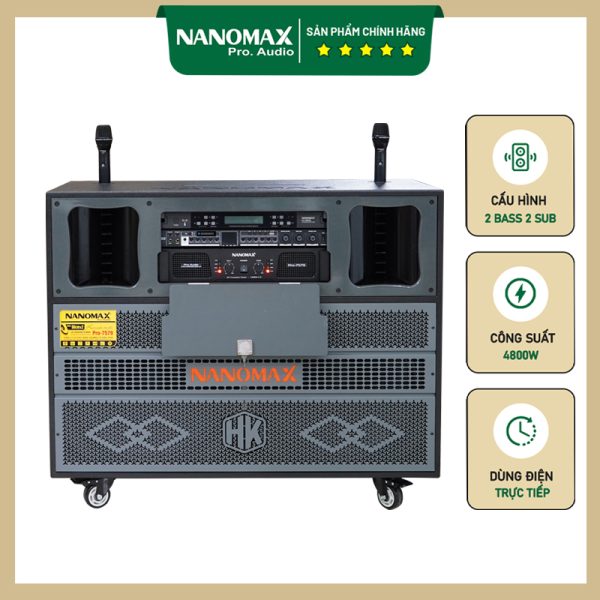 Loa Kéo Điện Di Động Nanomax Pro-7579 Bass Đôi 50cm 2600w