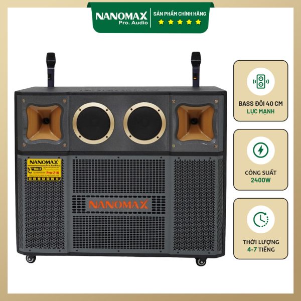 Loa Kéo Bình & Điện Nanomax Pro-216 Bass Đôi 40cm 2400w