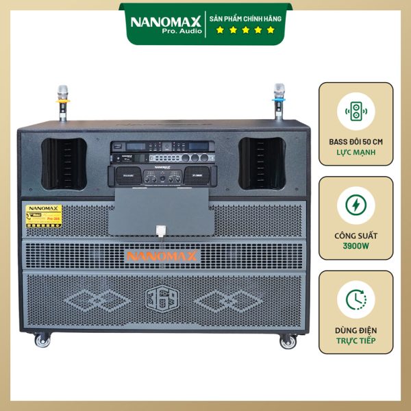 Loa Kéo Điện Di Động Nanomax Pro-369 Bass Đôi 50cm 3900w