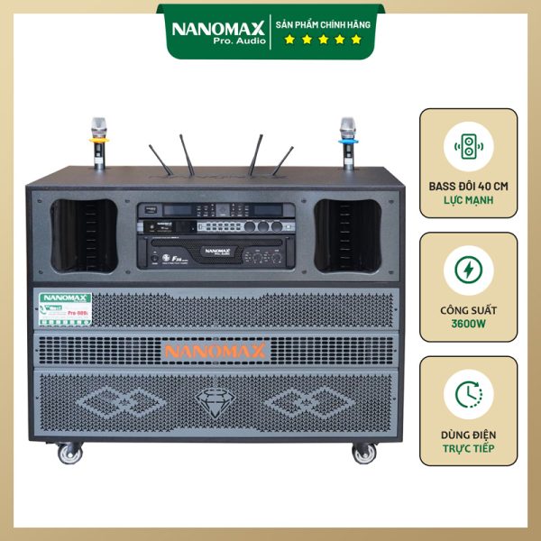 Loa Kéo Điện Di Động Nanomax Pro-909i Bass Đôi 40cm 3600w