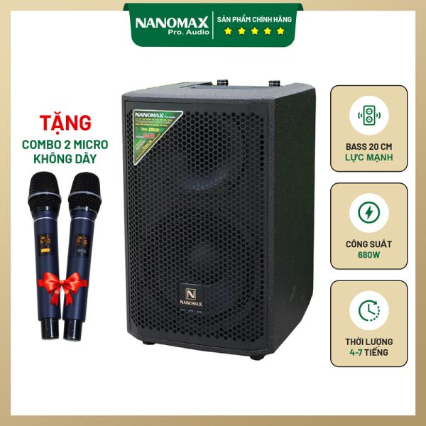 Loa Kéo Di Động Nanomax S-01 Bass 20cm 680w Karaoke Bluetooth