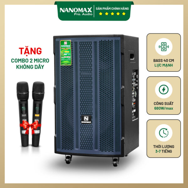 Loa kéo di động Nanomax SK-15Q5 Bass 40cm 680w Karaoke Bluetooth