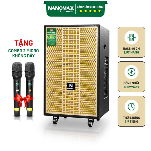 Loa kéo di động Nanomax SK-16K8 Bass 40cm 680w Karaoke Bluetooth
