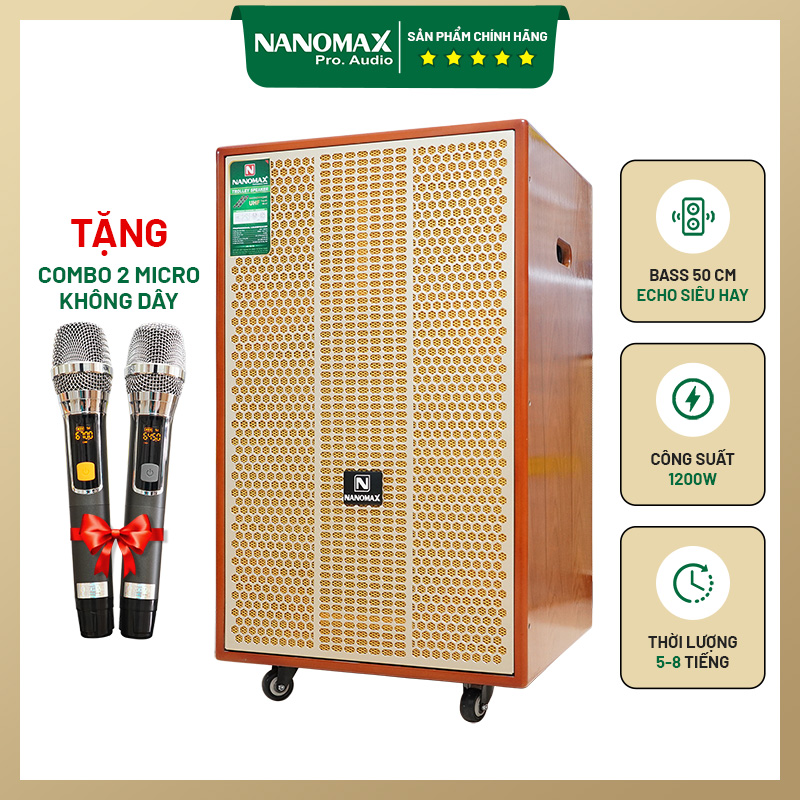 Loa kéo di động Nanomax SK-18G8 Bass 50cm 1200w Karaoke Bluetooth
