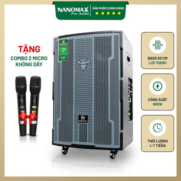 Loa kéo di động Nanomax SK-18Q5 Bass 50cm 980w Karaoke Bluetooth