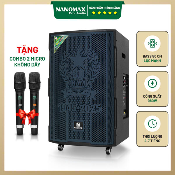 Loa kéo di động Nanomax A-29 Bass 50cm 980w Karaoke Bluetooth