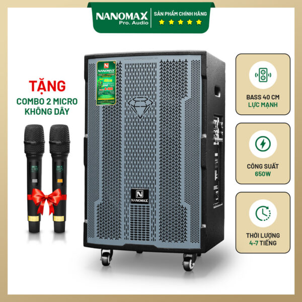 Loa kéo di động Nanomax A-400 Bass 40cm 650w Karaoke Bluetooth