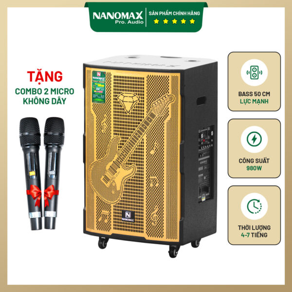 Loa kéo di động Nanomax A-500 Bass 50cm 980w Karaoke Bluetooth