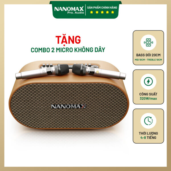 Loa Karaoke Xách Tay Nanomax K-05 Bass Đôi 20cm 320w