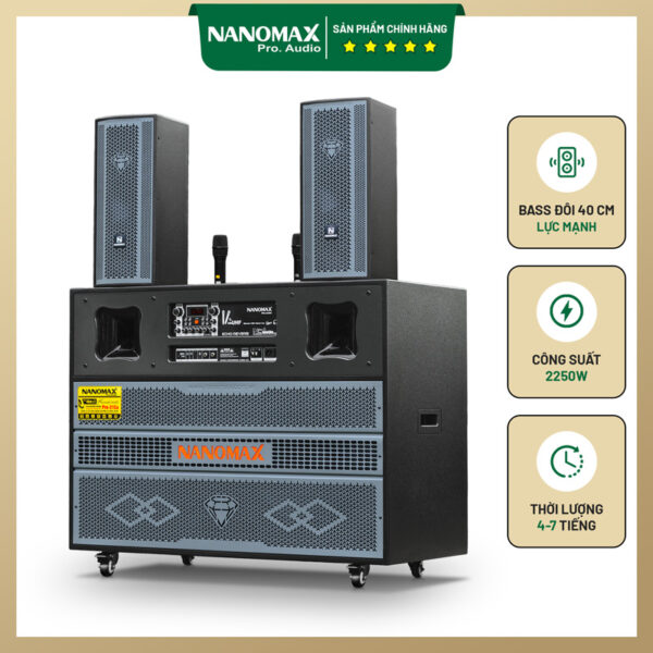 Loa Kéo Bình & Điện Nanomax Pro-215A Bass Đôi 40cm 2250w