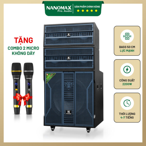 Loa kéo di động Nanomax Pro-503 Bass 50cm 2200w Karaoke Bluetooth