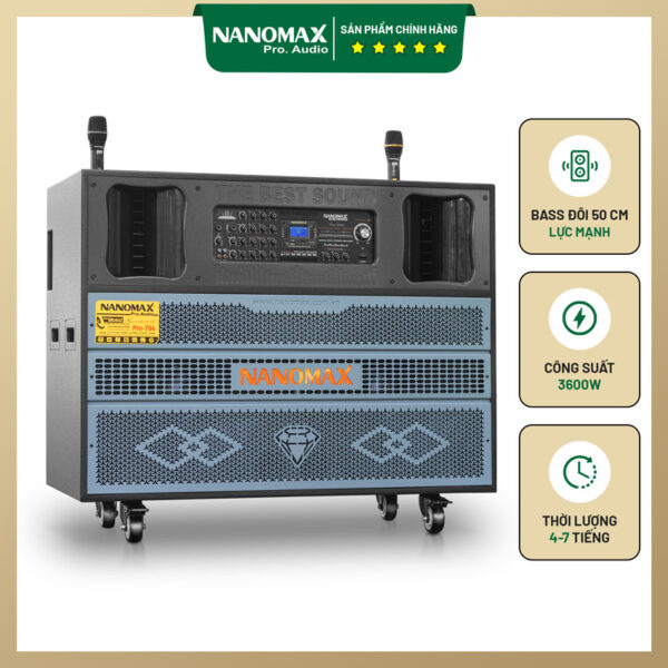 Loa Kéo Điện Di Động Nanomax Pro-704 Bass Đôi 50cm 3600w