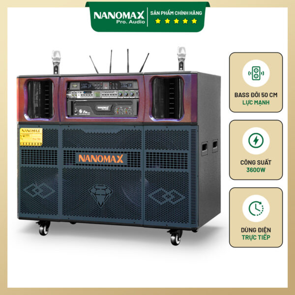 Loa Kéo Điện Di Động Nanomax Pro-705 Bass Đôi 50cm 3600w
