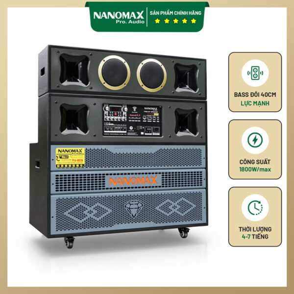 Loa Kéo Bình & Điện Nanomax Pro-803A Bass Đôi 40cm 1800w