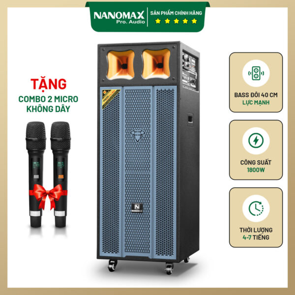 Loa Kéo Di Động Nanomax Pro-803c Bass Đôi 40cm 1800w