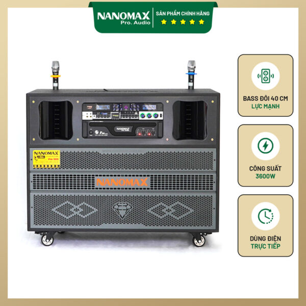 Loa Kéo Điện Di Động Nanomax Pro-909 Bass Đôi 40cm 3600w