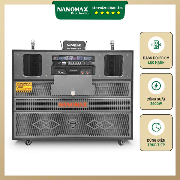 Loa Kéo Điện Di Động Nanomax Pro-959 Bass Đôi 50cm 3900w