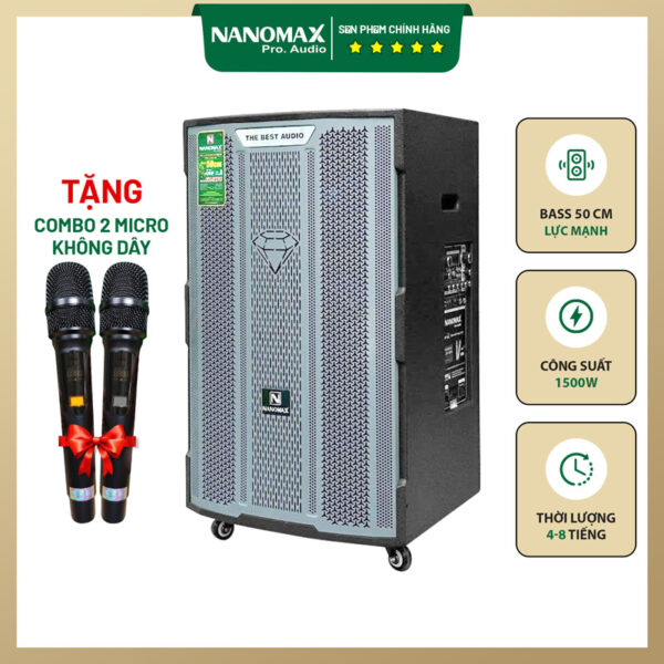 Loa kéo di động Nanomax SK-18F6 Bass 50cm 1500w Karaoke Bluetooth