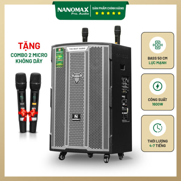 Loa kéo di động Nanomax SK-18Q6 Bass 50cm 1600w Karaoke Bluetooth