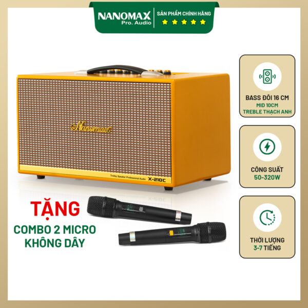 Loa Karaoke Xách Tay Nanomax X-210C Bass Đôi 16cm 320w