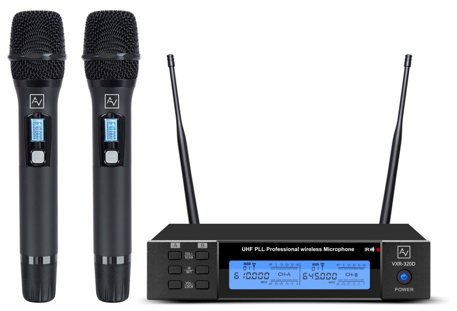 Micro không dây cầm tay 2 mic AV VXR-320D