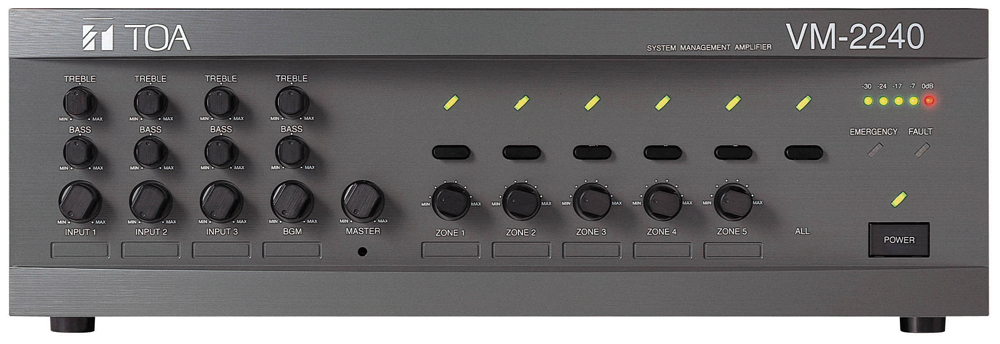 Tăng âm liền Mixer 5 vùng loa công suất 120W Toa VM-2120 ER