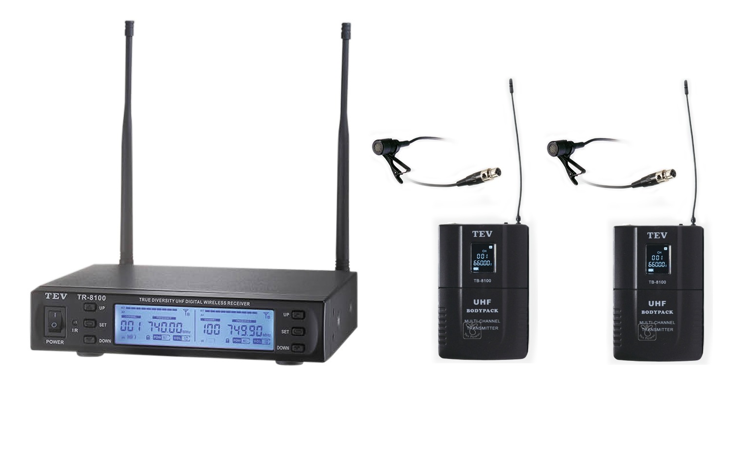 Micro không dây cài áo 2 mic TEV TR-8100+TB100/TL68