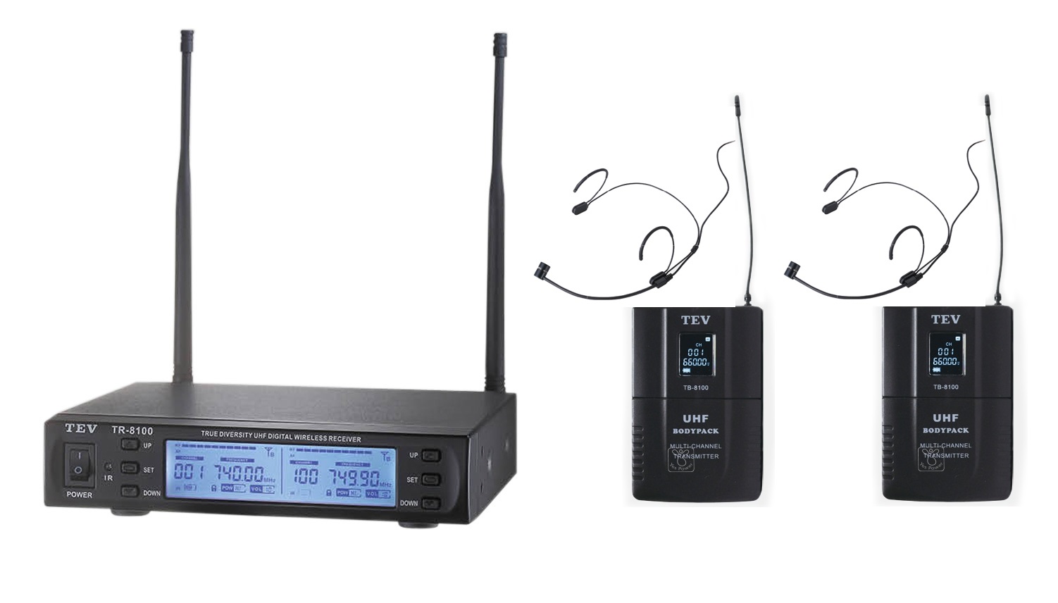 Micro không dây cài đầu 2 mic TEV TR-8100+TB100/TH68 